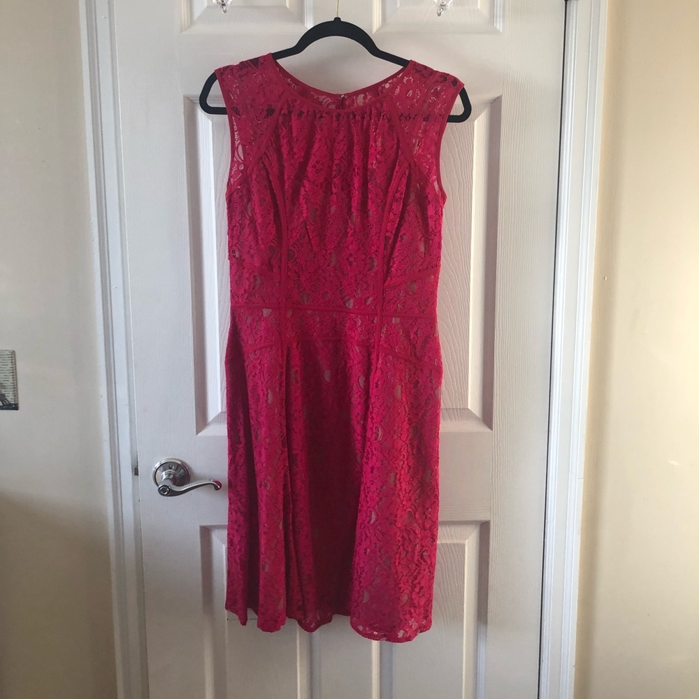 BCBG MaxAzria lace fuchsia dress.